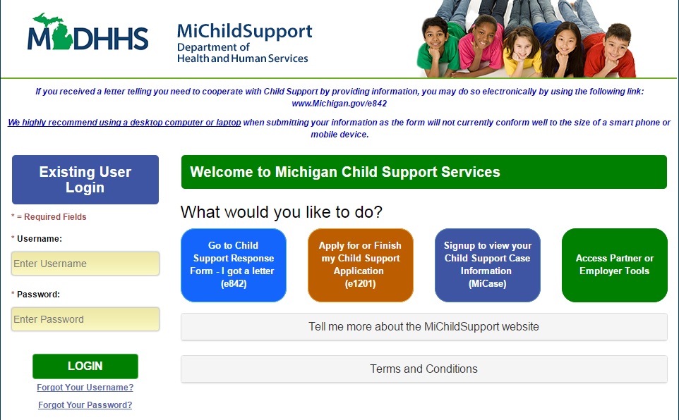MDHHS Child Support Website
