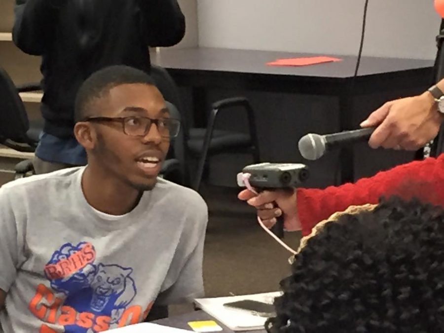 High School Student Ladell Watson Being Interviewed