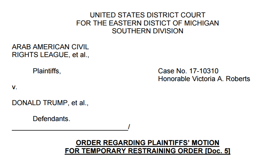 Judge Roberts TRO on Immigration O Rder