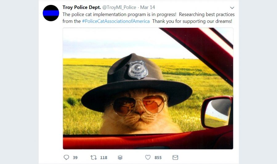 Cop Kitty Troy Police Tweet 3/23/2018
