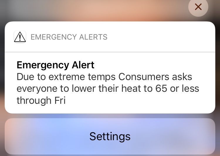 Consumers Energy Alert 1/31/2019
