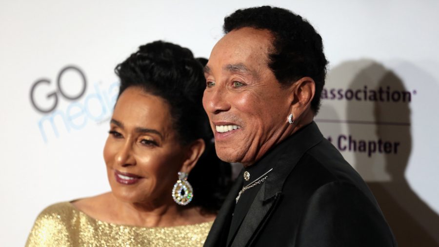 Frances Glandney (left) and Smokey Robinson on the red carpet at Celebrity Fight Night XXIV at the JW Marriott Desert Ridge Resort & Spa in Phoenix, Arizona, March 10, 2018.