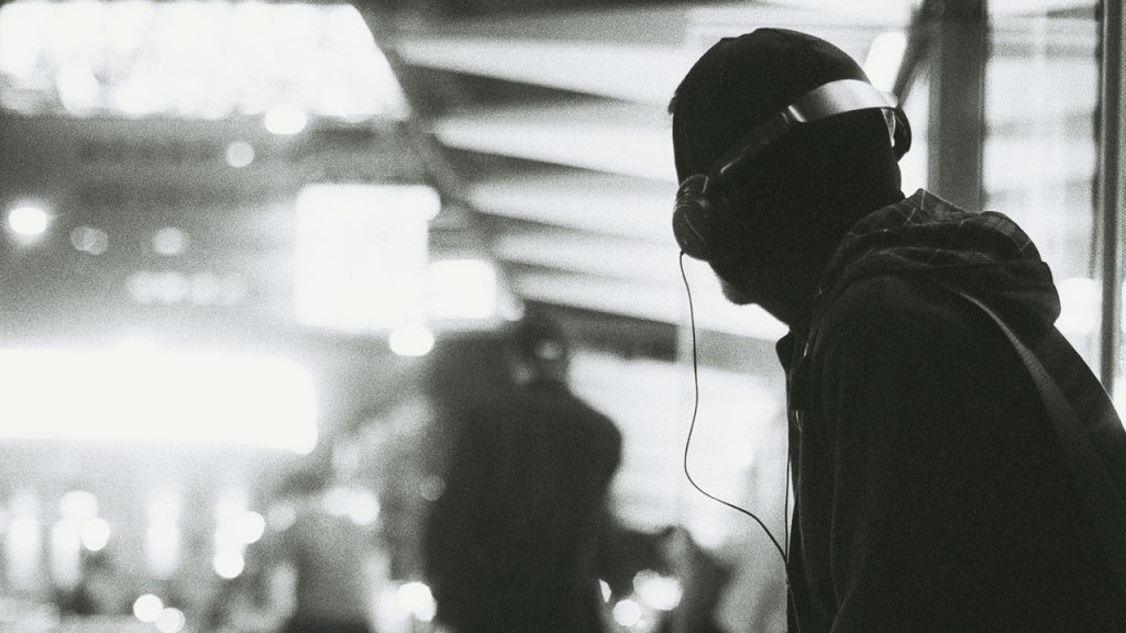 man with headphones