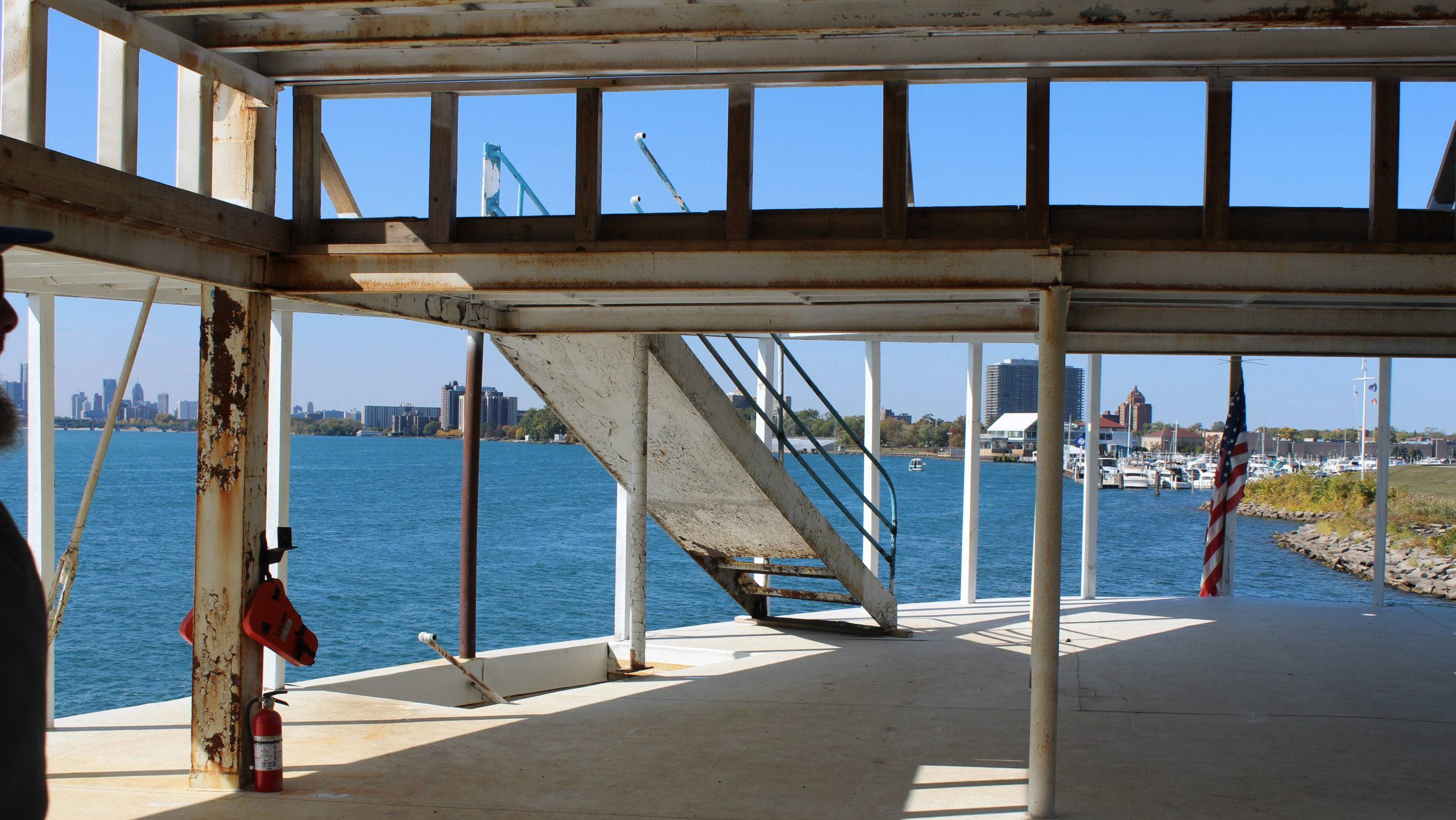 A stairway leads to the next deck.